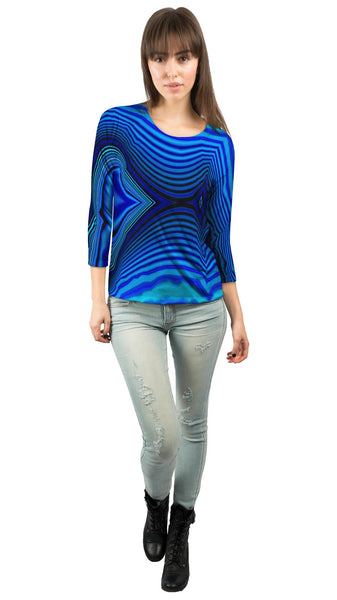 Wave Lines Pattern Abstract&nbsp;Womens 3/4 Sleeve