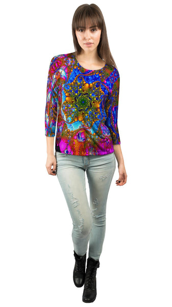 Psychedelic Curl Womens 3/4 Sleeve