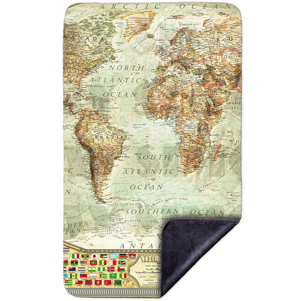 Ash World Map MicroMink(Whip Stitched) Grey