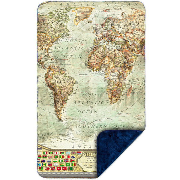 Ash World Map MicroMink(Whip Stitched) Navy
