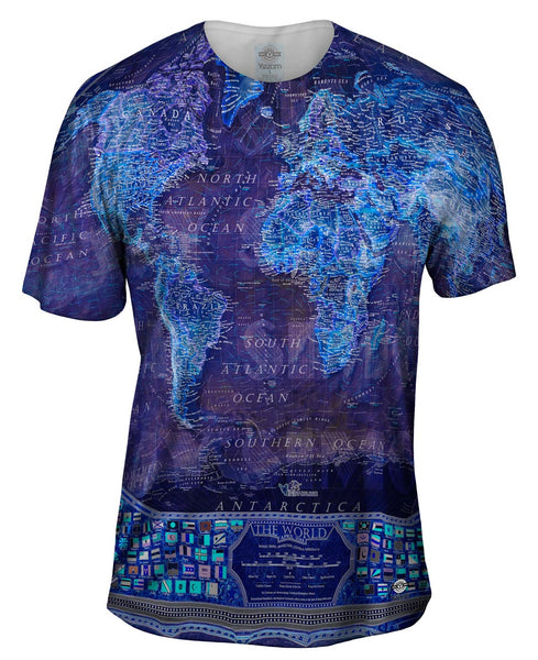 World Map Neon Mens T-Shirt