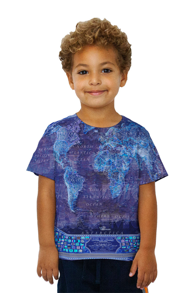 World Map Neon | Yizzam Kids Kids T-Shirt