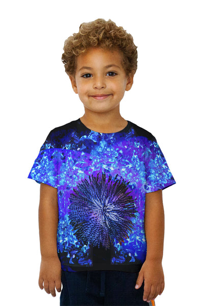 Kids Flower Darkblue Fluorescent Kids T-Shirt