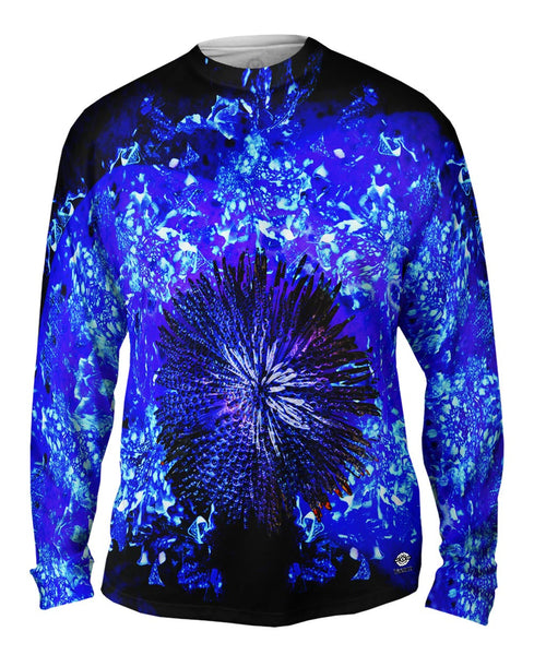 Flower Darkblue Fluorescent Mens Long Sleeve