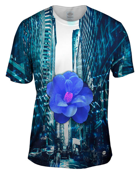 City Blue Flower Script Mens T-Shirt