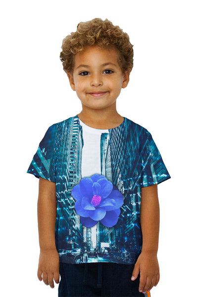 Kids City Blue Flower Script Kids T-Shirt