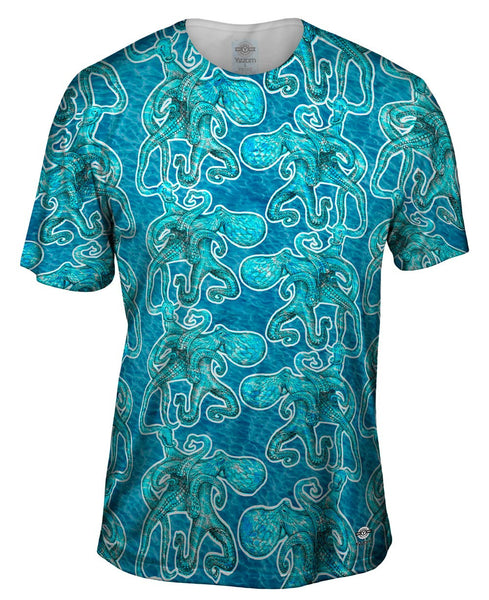 Blushing Octopus Dark Blue Mens T-Shirt
