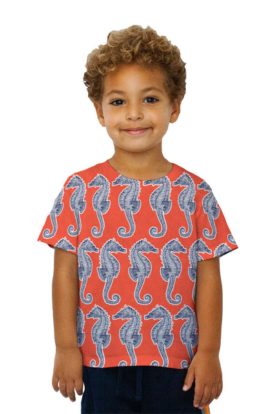 Kids Carefree Seahorse Light Blue Kids T-Shirt