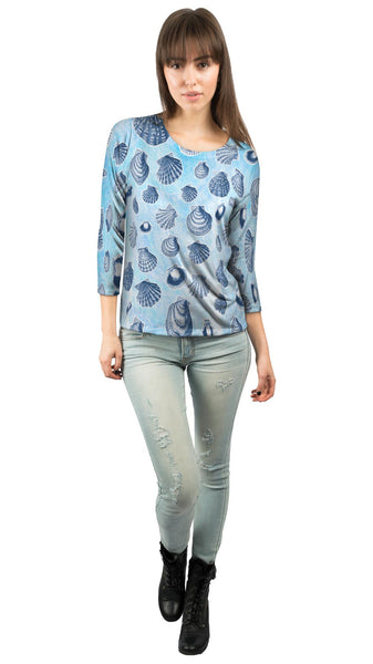 Calm Shells Light Blue&nbsp;Womens 3/4 Sleeve